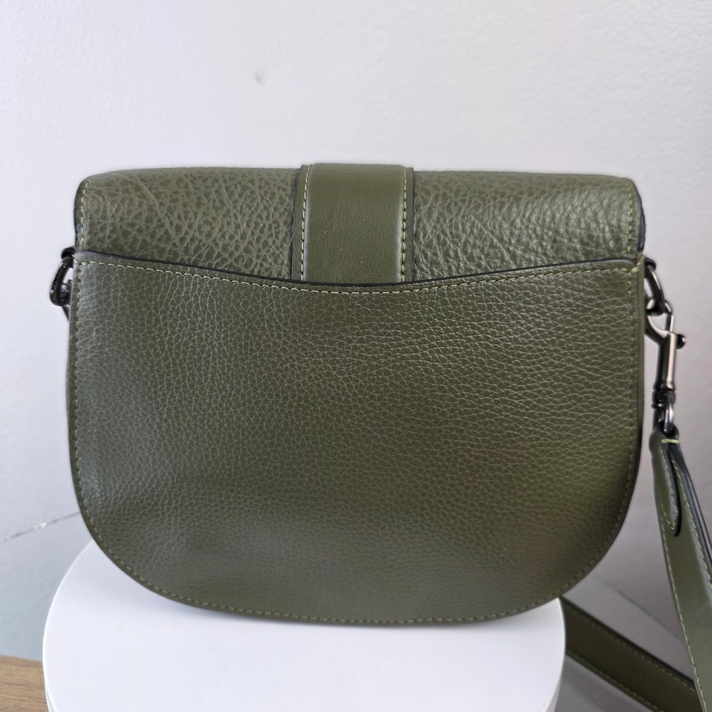 Coach Georgie Saddle Crossbody Bag Olive Green Suede Leather - Picture 2 of 13